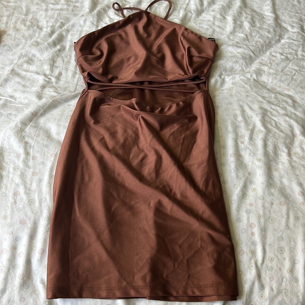 Brown halter dress